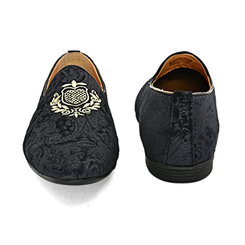 Image of San Frissco Men's Formal Loafers with Velvet Embroidered Design Trending Shoes /Moccasins Jutti for Festive, Wedding, Party Slip-On Loafers /Stylish Lightweight and Comfortable Mojaris
