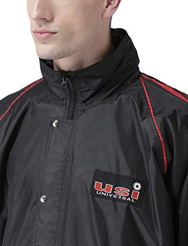 Image of USI Universal Sauna Suit for Men, 415SZ Men's Black Polyester Sauna Suit for Fitness Weight Loss Exercise Gym Training, Heavy Duty Sauna Sweat Suit, Gym Suit, Hook & Loop (L, Black)