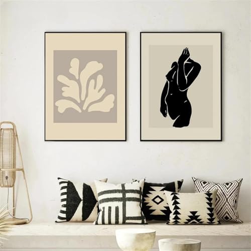 Affiche abstraite noir et blanc visage de fille 50x70 cm pour décoration salon