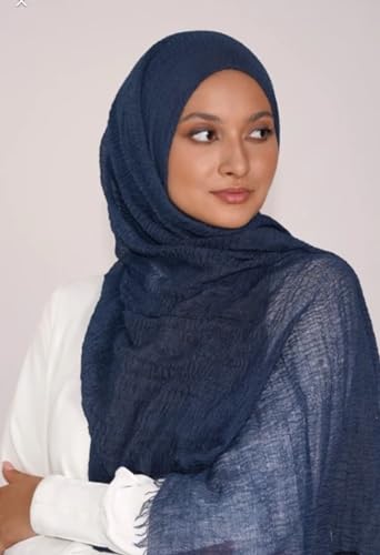 Image of Iba & Isba Women's Plain Crinkled Scarves, Stoles, Hijab (76 x 36 inch)