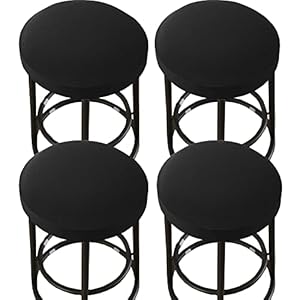 HFCNMY Stool Covers Round,4 Pack Stretch Round Bar Stool Covers Washable Bar Stool Seat Covers Stool Cushion Slipcover Elastic Bar Chair Covers for 13-20 Inch Chair (Black)