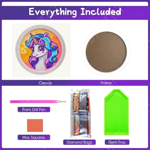 Image of PLUSPOINT 5D Diamond Gem Kits for Kids with Frame Diamond Arts and Craft for Kids Ages 6 8 10 12 Gem Art Painting Kit Unicorn Crafts Unicorn Diamond Painting Kits for Girls