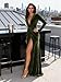 CuteMe Elegant Long Velvet Bridesmaid Dresses Emerald for Women Tight Long Sleeve V Neck Formal Evening Gown with Slit Winter 6