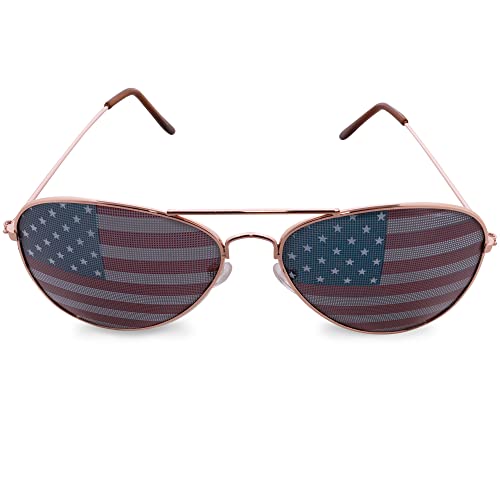 American USA Flag Design Metal Frame Aviator Sunglasses2