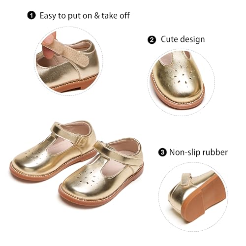 Image of GINFIVE Toddler Girls Dress Shoes Little Kids Flats School Mary Janes Shoes