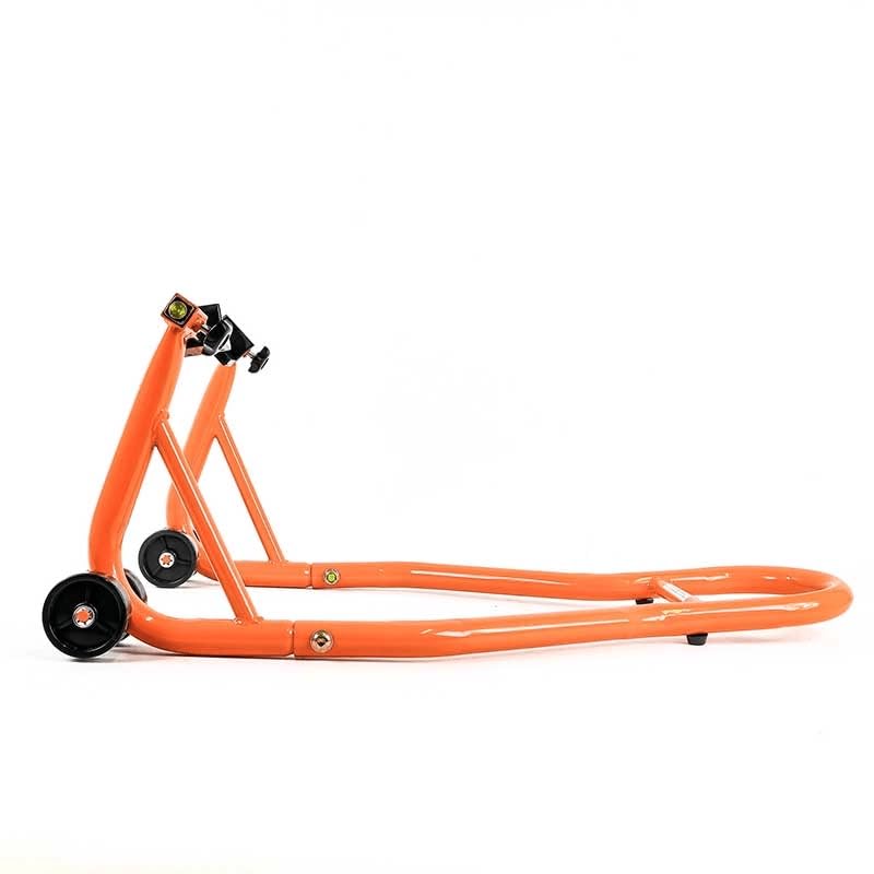 Béquille lève-Moto d'atelier avec Supports pour Roue arrière à Patins (Prise sous Bras oscillant) - Orange