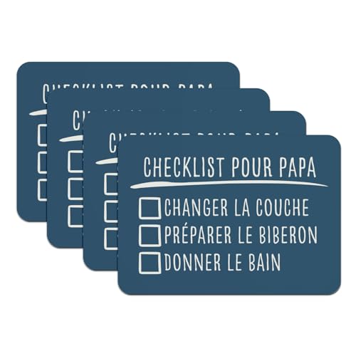 Set de table bleu en caoutchouc lot de 4 grands formats pour repas de bébé avec humour