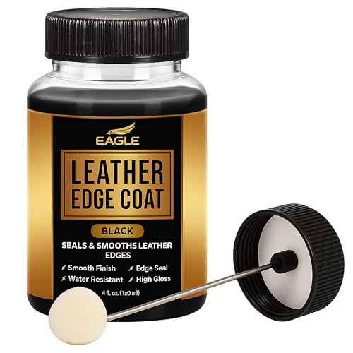 Black Leather Edge Coat for Leather Edges with Built-in Applicator for Purses, Belts, Shoes, Couches – Flexible, Water-Resistant Finish – Edge Sealer & Restorer (4oz)