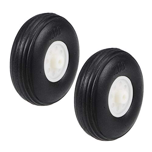 uxcell Tire and Wheel Sets for RC Car Airplane,PU Sponge Tire with Plastic Hub,2' 2pcs