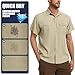 Men's Safari Hiking UPF 50+ UV Short Sleeve Button Work Shirt Lightweight Cooling Quick Dry Outdoor Sun Protection Fishing Shirts, 5089, Khaki, XXL