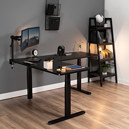 Vivo Electric Motor Height Adjustable Corner 3 Leg Standing Desk Frame, Frame Only, Sit Stand Ergonomic L Frame, Black, Desk-V130Eb #TOP3