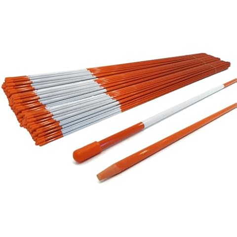 The ROP Shop | Pack of 1000 - Driveway Markers, Snow Stakes, Plow Stakes, Orange Reflective Fiberglass, 1/4" x 48" Cover