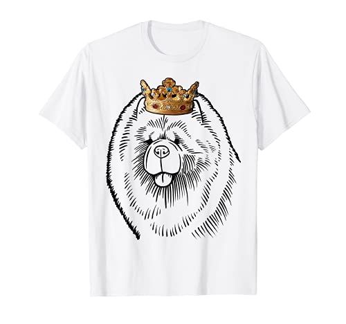 Chow Chow Dog Wearing Crown T-Shirt, Black
