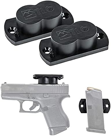 TLO Outdoors Gun Magnet Magnetic Holster Mount | Two-Pack for Vehicle, Home Concealment for Handgun, Pistol, Car, Boat, Truck – 25+ LBS, Rubber Coated (Adhesive Strips & Mounting Hardware Included