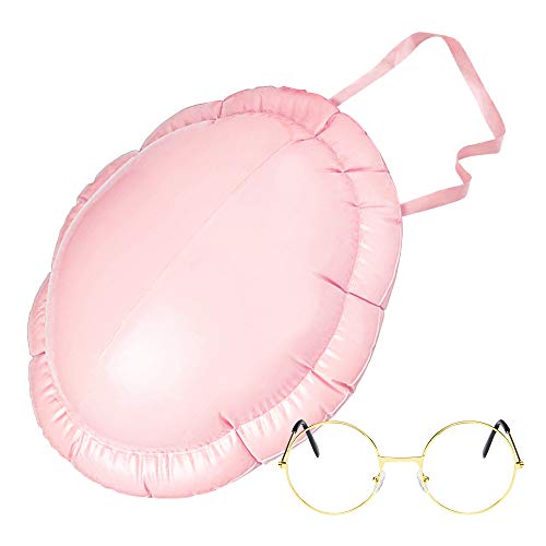 BHGT Kits de 2pcs Ventre Gonflable de Père Noël 36x29x15cm Lunettes Rondes Métal de père Noel Lunettes Magicien à Cadre Verres Classiques à Lentilles Claires Rétro Déguisement