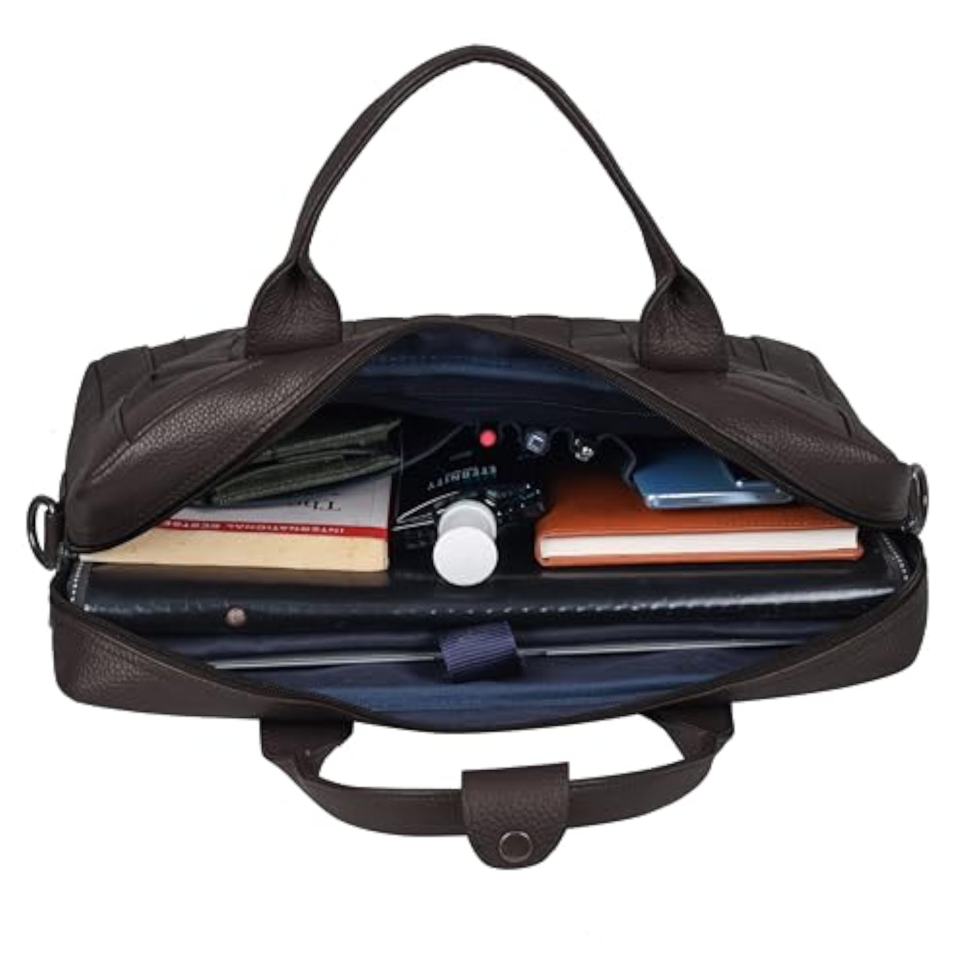 Genuine Leather Office Bag for Men, Laptop Bag with Woven Design