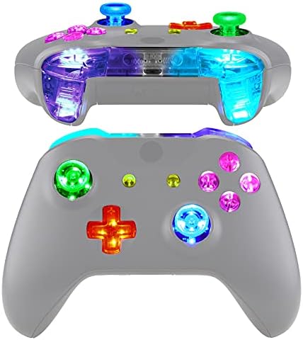 eXtremeRate Multi-Colours Luminated Bumpers Triggers Dpad Thumbsticks Begin Again ABXY Motion Buttons, DTFS (DTF 2.0) LED Equipment for Xbox One S/X Controller (Mannequin 1708) – Controller NOT Included