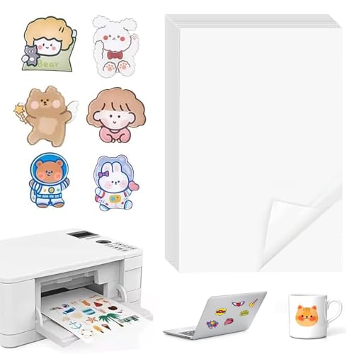 GIRAFEDA 40 STK Vinylfolie Sticker Papier zum Bedrucken A4 Bedruckbare Klebefolie Tintenstrahldrucker Selbstklebende Folien Bedrucken Matte Vinyl Aufkleber Folien Laser Druckerpapier für Laserdrucker