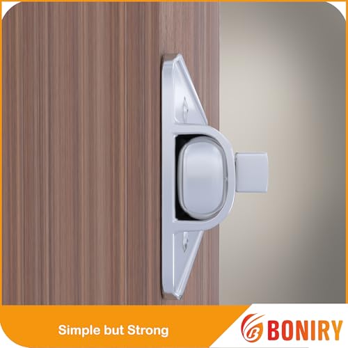 Image of Boniry Premium Heavy Duty Door Latch | Door Stopper Lock | Main Door High Security and Home and Office Doors for Wooden and PVC Door Latch (1, Silver)