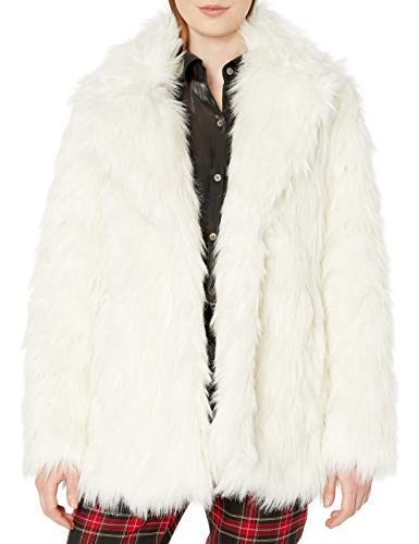 Vince Camuto Women's Shaggy Fur Coat, Pearl Ivory, Medium
