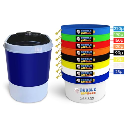 BUBBLEBAGDUDE Bubble Bags 5 Gallonen 8 Beutel Set - Herbal Ice Bubble Bag Essence Extractor Kit - Pflanzen- & Kräuterextraktionsbeutel mit 10 x 10 Zoll Pressbildschirm & Aufbewahrungsbeutel