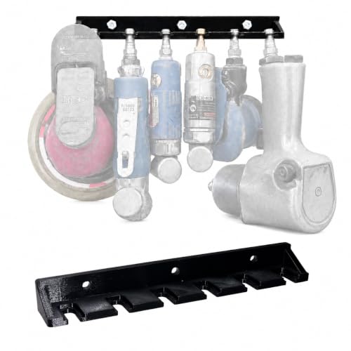 3DM Innovations Air Tool Holder, 6-Slot Wall Mount Pneumatic Tool Rack for 1/4-Inch Air Fittings, Garage, Toolbox and Workbench Organizer
