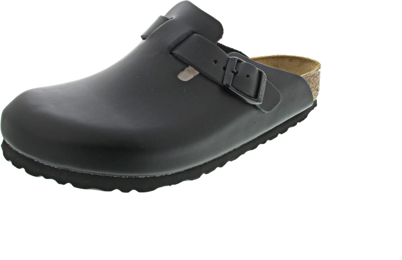 Birkenstock 060 191 Boston Unisex-Erwachsene Clog Glattleder stabile Laufsohle, Groesse 40, schwarz