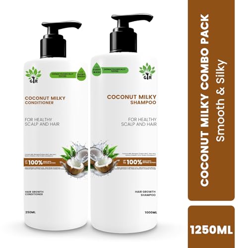 Image of GIR Coconut Milky Shampoo - 1L & Conditioner- 250ML Combo - Special Coconut & Milk Formula - for strength & shine Hair