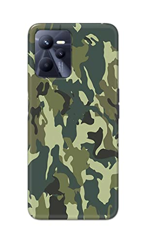Image of PRINTFIDAA Printed Hard Back Cover Case for Realme C35 Back Cover (Green Army Camouflage) -1803