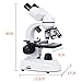 HMWOKPOT 30x Maginfication Binocular Compound Microscope with USB Electronic Eyepiece and 100pcs Blank Slides for observing Live Blood,18000x