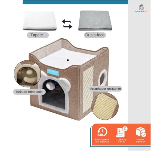 Cama para Gatos com 2 Andares Dobrável 41x35cm Duke e Dixie Marrom (Marrom)