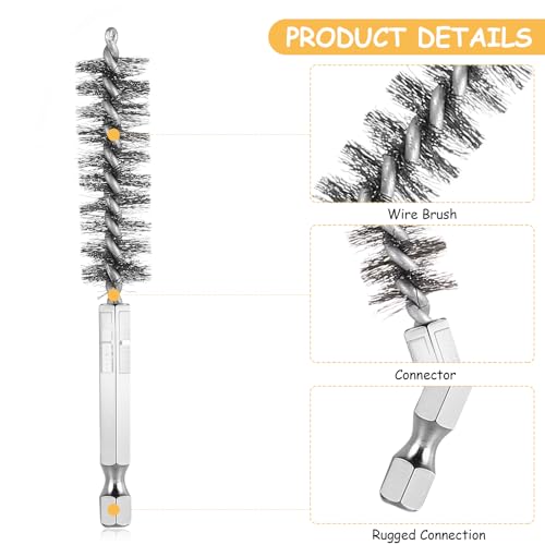 8 Stück Drahtbürste Bohrmaschine Set, Edelstahlbürste Akkuschrauber, Zylinder-Drahtbürste Rund mit Sechskantstange, Lochbürste für Polier Schleifen Entrosten, 8/9/10/11/13/15/17/19mm