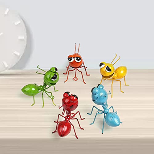 Dearbirder Metal Craft Ant Yard Decor Set Of 5 Colorful Cute Insect Wall Sculptures Indoor And Outdoor Colorful Metal Art Decoration #TOP6