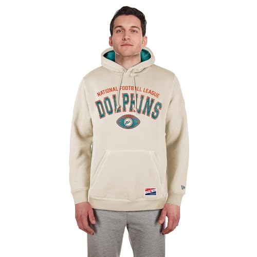 MIAMI DOLPHINS New Era Cap NFL 3rd Down Hooded Pullover Classic Stone Official Team Color Unisex M