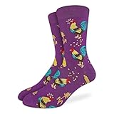 Good Luck Sock Men's Purple Roosters Crew Socks - Purple, Adult Shoe Size 7-12