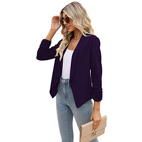 Image of POGTMM Women 3 /4 Sleeve Blazer Open Front Cardigan Jacket Work Office Blazer