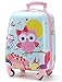 Lttxin Cute Kids Suitcase Pull Along Travelling Luggage With 4 Wheel for Girl Hard Shell 18 inch Owl