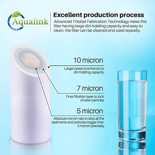 Aqualink 5 Micron 10" X 2.5" Whole House Sediment Home Water Filter Cartridge Replacement For Any 10 Inch Ro Unit, Culligan P5, Aqua-Pure Ap110, Dupont Wfpfc5002, Cfs110, Whkf-Gd05, Pp10-05, 4Pack #TOP1