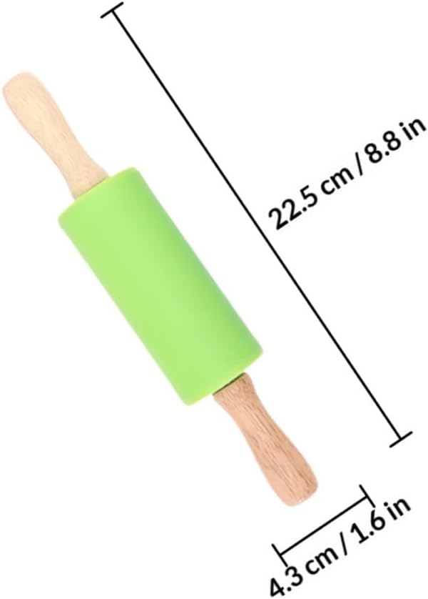 Silicone Rolling Pin Set, 4pcs Kitchen Baking Rolling Pins with Wooden Handles, Non-stick Food-grade Silicone, Blue and Light Green Colors for Pastry Dough and Cooking