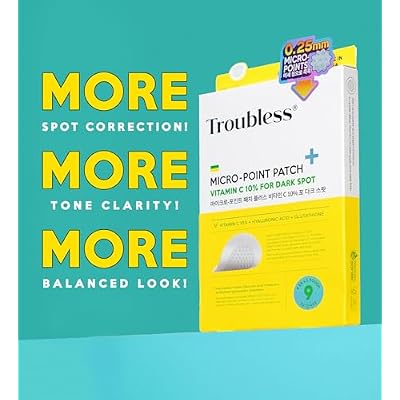 Troubless Micro Patch Plus Vitamin C - Zit Hydrocolloid Patch for Stubborn Marks with 10% Vitamin C - Micro-Dissolving Pyramids for High-Absorption, Seamless Adhesion & Easy-Wear (9 EA)