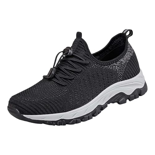 Zapatillas de correr para hombre, antideslizantes, con cordones, transpirables, ligeras, atléticas, para caminar, gimnasio, zapatos de trabajo, Black, 38 2/3 EU