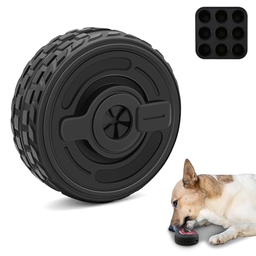 PETFROH 3-in-1 Hundespielzeug für Aggressive Kauer, Hundespielzeug aus Naturkautschuk, Leckerli Spender, Bully Stick Halter, Leckspielzeug mit Silikonform