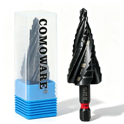 M2 Step Drill Bit Set for Metal, 3/16"-7/8" 4 Spiral Flute Step Bits
