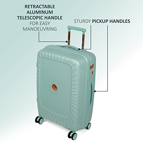 Image of ROMEING Sicily 20 inch, Polypropylene Luggage, Hard Sided, (Sky Blue 55 cms) Small Cabin Trolley Bag | 8 Spinner Smooth Wheels | TSA Lock | Unbreakable | Men & Women & Kids