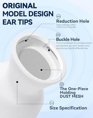 Joremx 4 Pairs Replacement Ear Tips for AirPods Pro 2 with Cleaning Kit & Storage Box, Anti-Slip Soft Silicone Earbuds for Air Pods Pro 1st/2nd with Noise Reduction Hole-L - Image 4