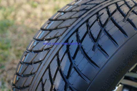 10" REVOLVER Machined Aluminum Golf Cart Wheels and 205/50-10 DOT Golf Cart Tires Combo - Set of 4