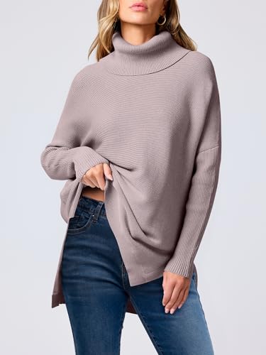 ANRABESS Womens Turtleneck Oversized Sweaters Fall Outfits,Almond,M - image 6