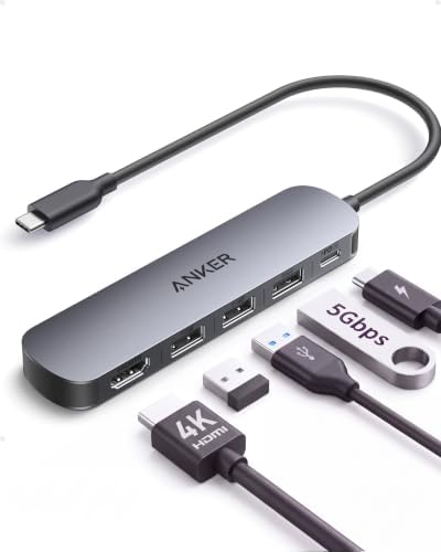 Anker Hub USB-C 5 em 1, HDMI 4K@30Hz, 2* USB, 5Gbps USB 3.0 e USB...