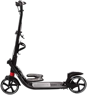 Adult Scooter Adults/Teens Kick Scooter With Big Wheels And Handbrake, Easy Folding Dual Suspension Kick Scooter Support 220lbs Suitable For Age 12 Up (Color : Black)