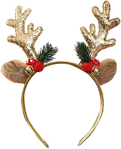 Bandeaux Sparkly De Noël - Serre-tête Bois De Cerf Avec Clochette - Accessoire Festif Pour Fêtes, Photos Et Réveillon (Doré + Rouge)